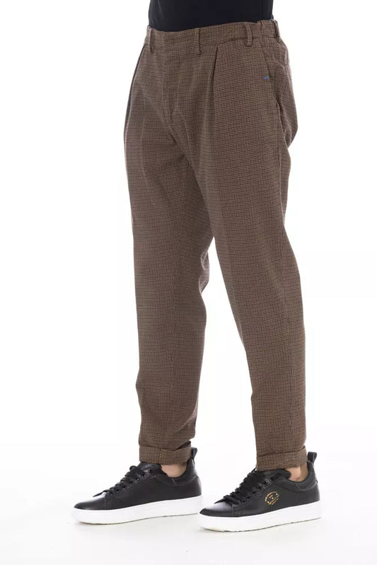 Elegant Brown Cotton Blend Trousers