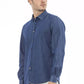 Chic Blue Slim Men's Italian Collar Shirt