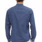 Chic Blue Slim Men's Italian Collar Shirt