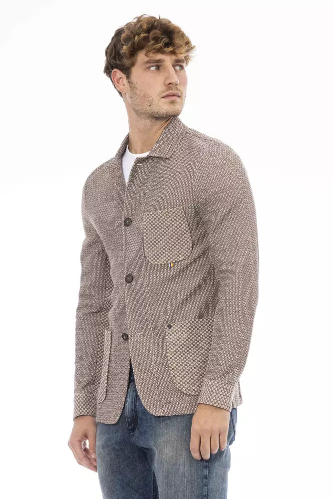 Elegant Beige Fabric Jacket for Men