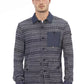 Elegant Italian Collar Button-Up Blue Shirt
