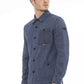 Elegant Italian Collar Blue Shirt for Men