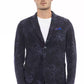 Sleek Blue Cotton Blend Fabric Jacket