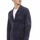 Sleek Blue Cotton Blend Fabric Jacket