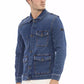 Sleek Blue Jacket with Backpack Braces & Hood