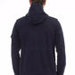 Chic Blue Jacket with Innovative Backpack Design