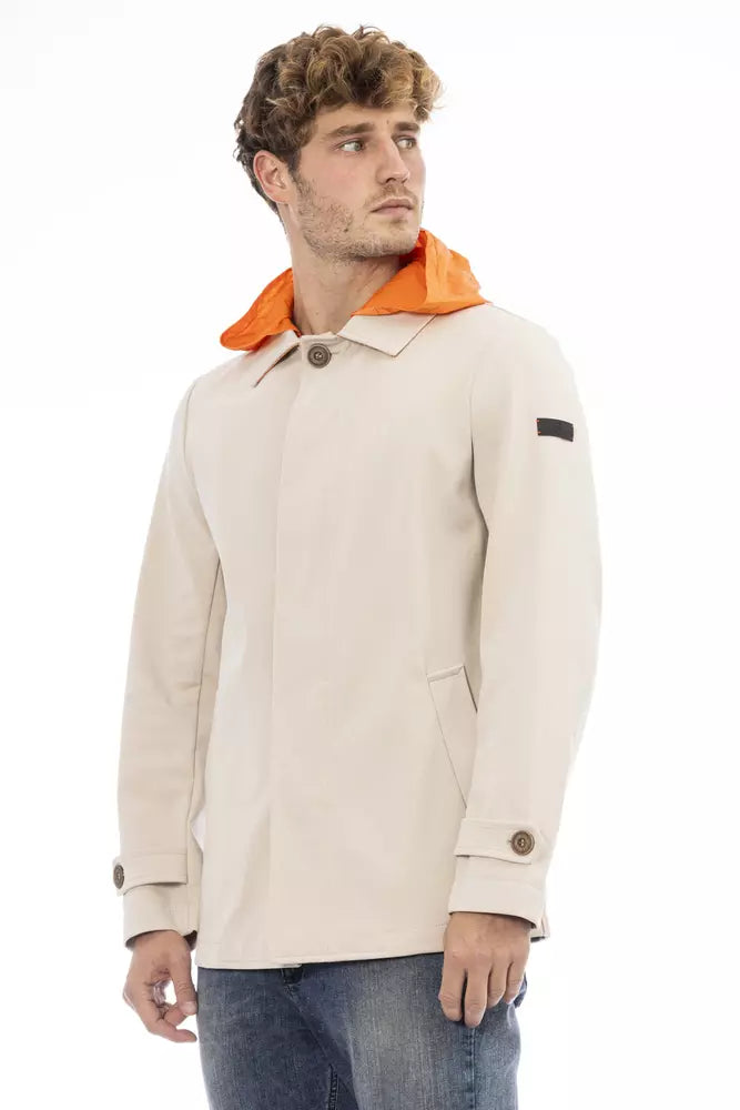 Beige Waterproof Hooded Jacket with Backpack Braces