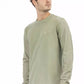 Chic Green Crew Neck Sweater with Embroidered Logo