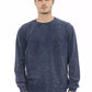 Chic Blue Fleece Sweater with Crew Neck
