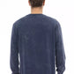 Chic Blue Fleece Sweater with Crew Neck