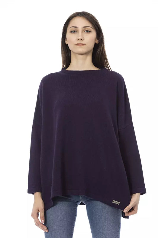 Elegant Purple Crew Neck Sweater with Monogram