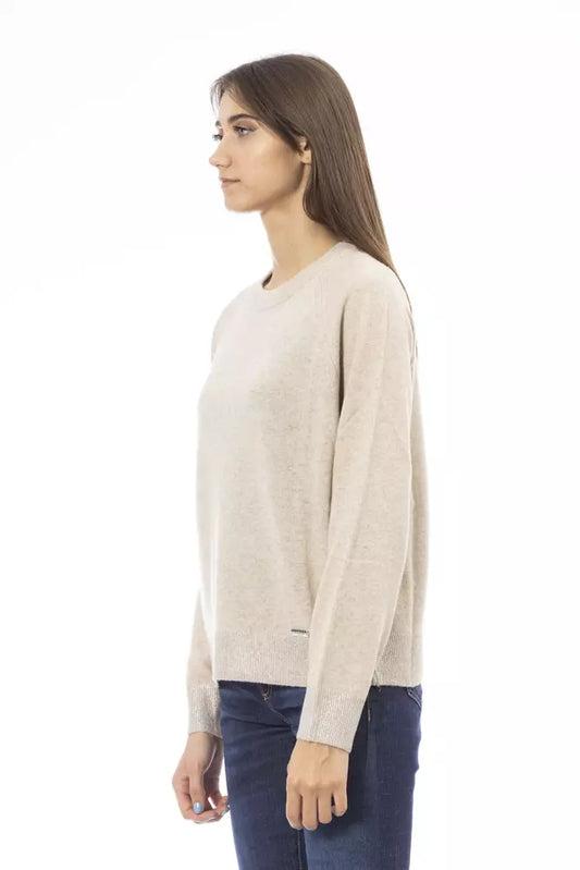 Elegant Beige Crew Neck Sweater for Women