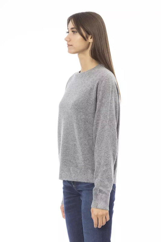 Elegant Crew Neck Cashmere Blend Sweater