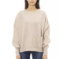 Chic Beige Crew Neck Cashmere Blend Sweater