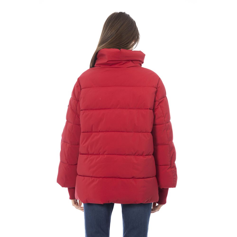 Elegant Red Short Down Jacket with Hood