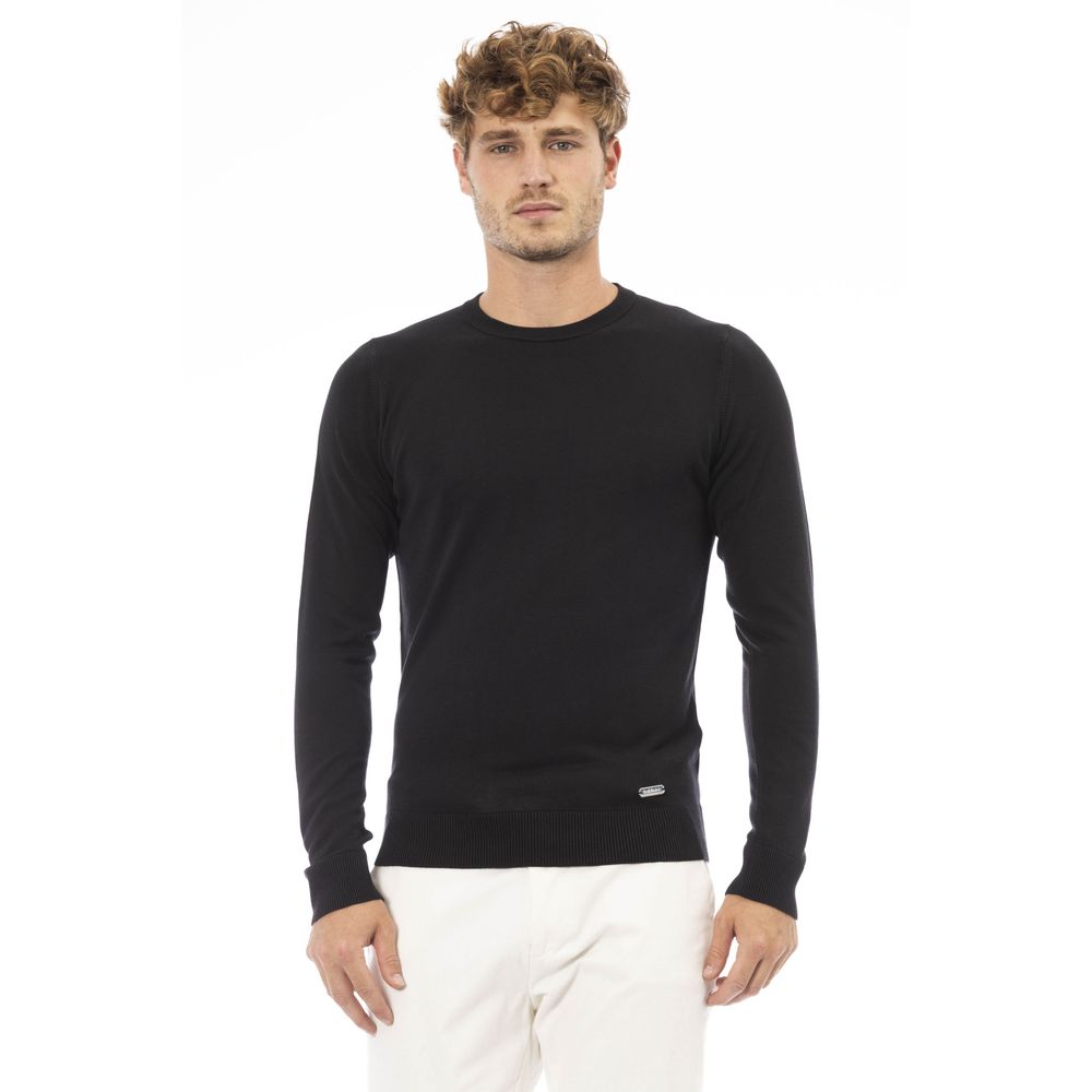 Elegant Black Crew Neck Cashmere Sweater