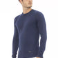 Elegant Blue Crew Neck Cashmere Blend Sweater