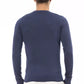 Elegant Blue Crew Neck Cashmere Blend Sweater