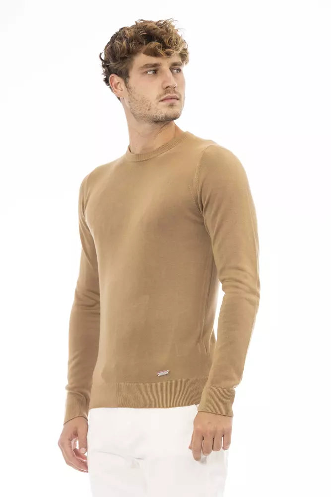 Beige Modal-Cashmere Crew Neck Sweater