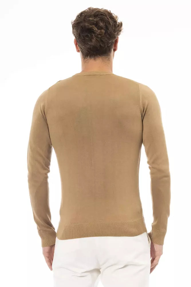 Beige Modal-Cashmere Crew Neck Sweater