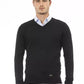 Elegant V-Neck Black Cashmere Blend Sweater