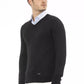 Elegant V-Neck Black Cashmere Blend Sweater