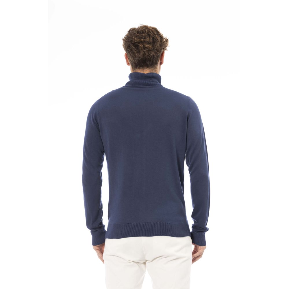 Chic Turtleneck Sweater in Blue - Modal & Cashmere Blend