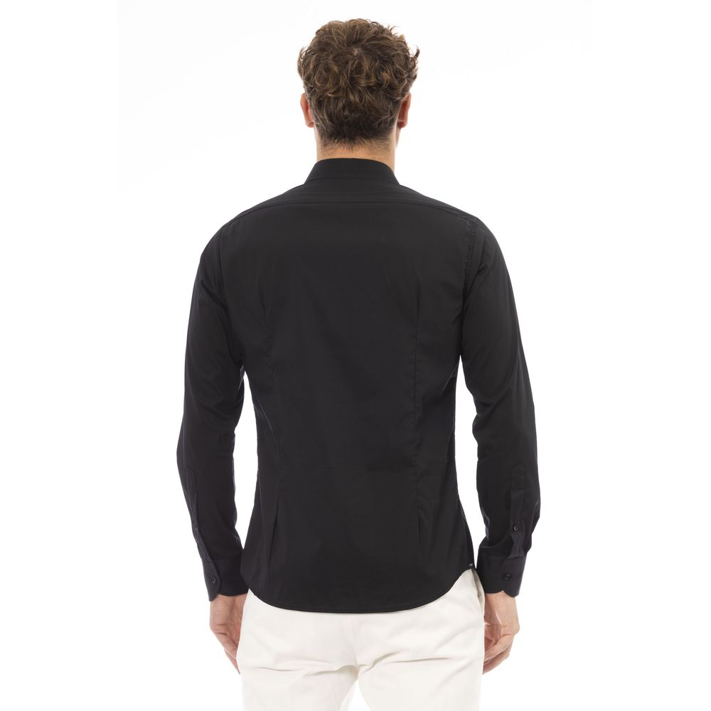 Elegant Black Cotton Blend Italian Shirt