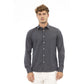 Chic Gray Italian Collar Men's Shirt