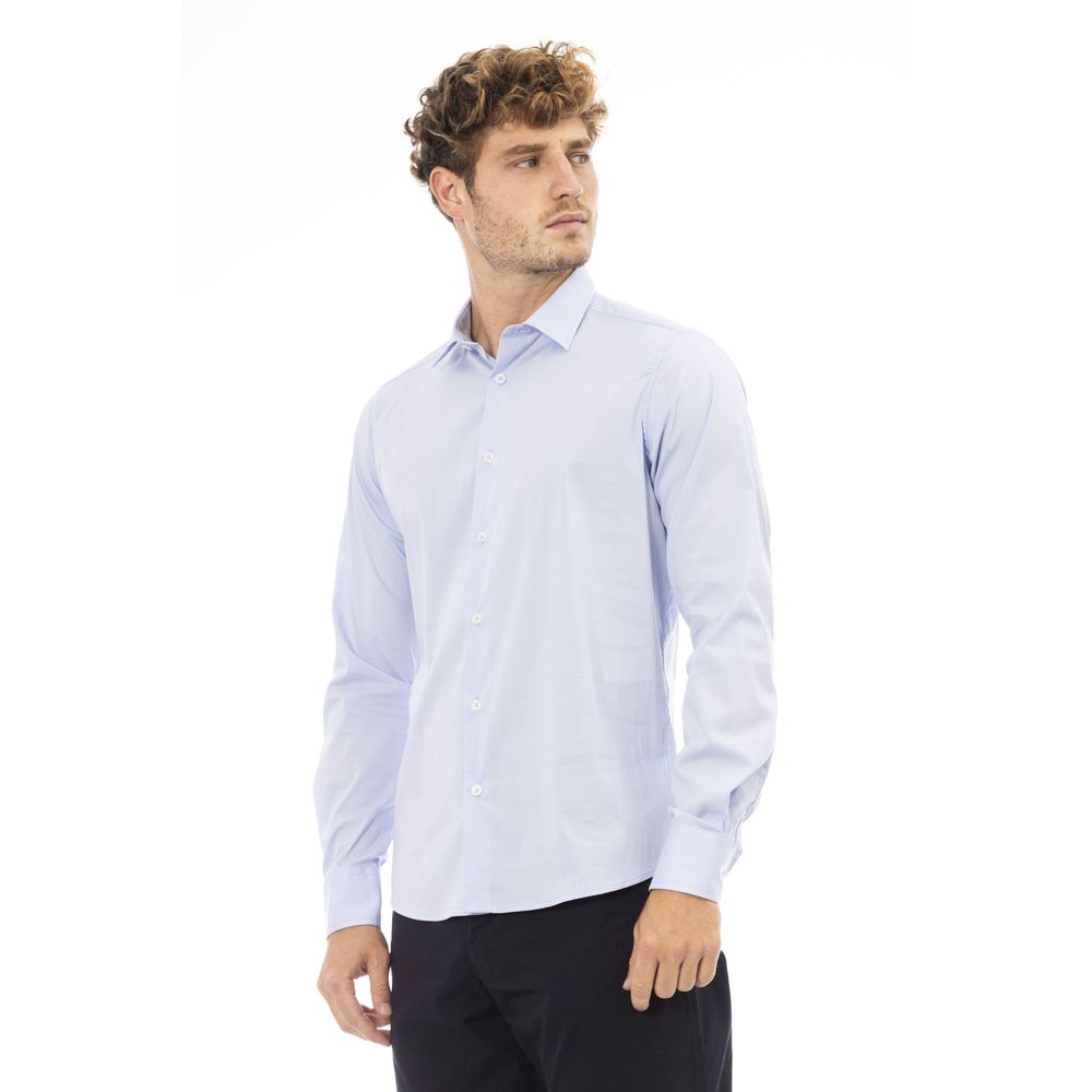 Elegant Light Blue Italian Collar Shirt