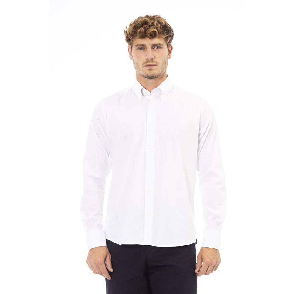 Crisp White Cotton Blend Shirt