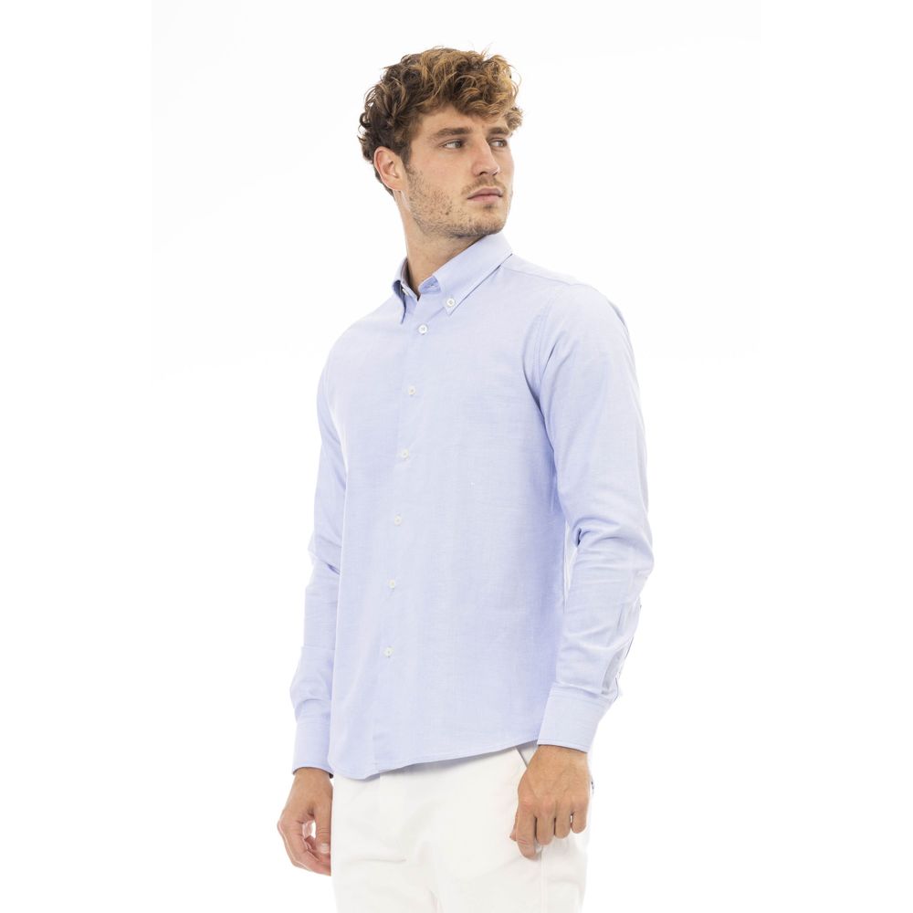 Elegant Light Blue Cotton Blend Shirt