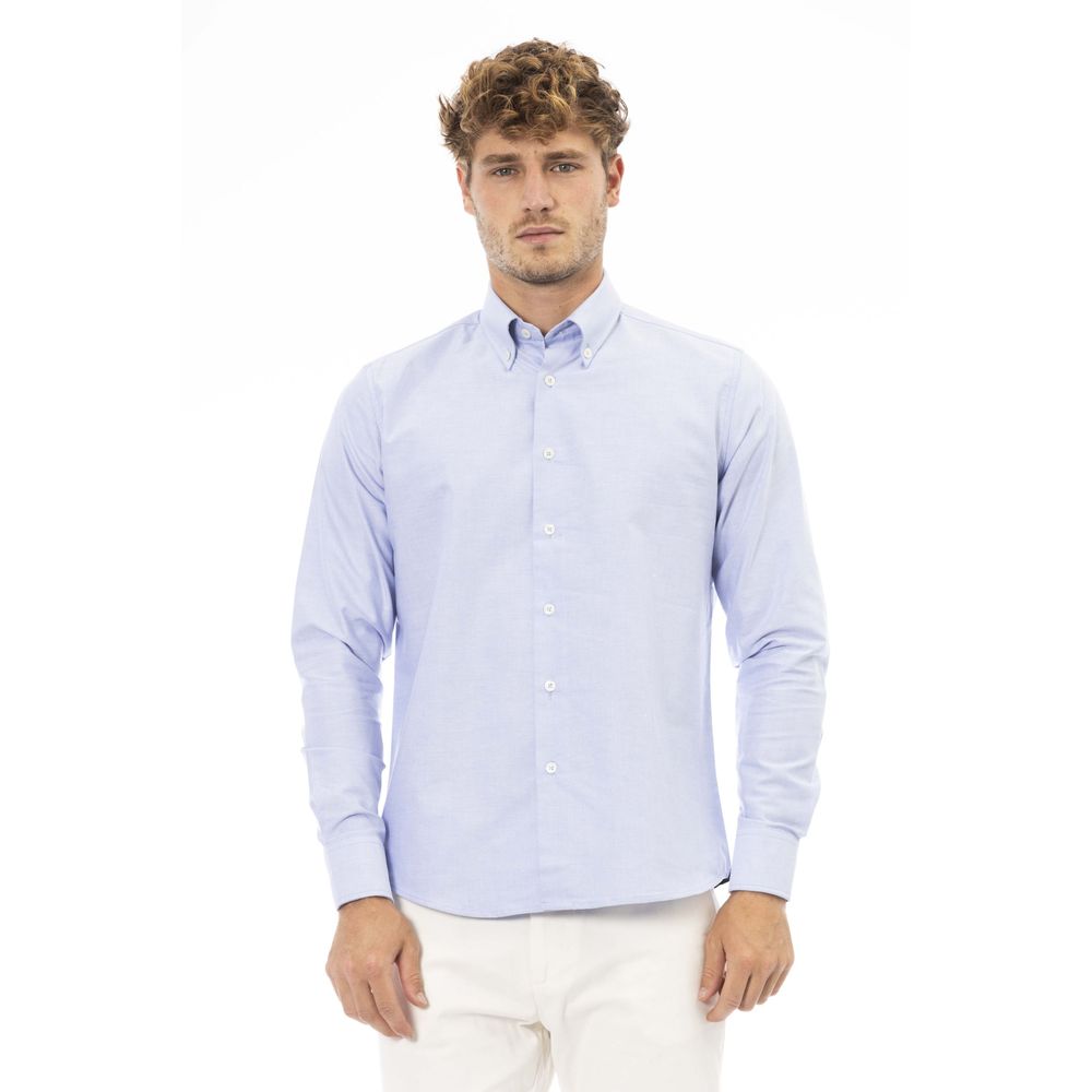 Elegant Light Blue Cotton Blend Shirt