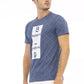 Elevated Blue Cotton Tee with Front Print