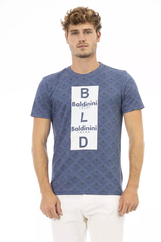 Elevated Blue Cotton Tee with Front Print