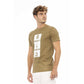 Elegant Gray Cotton Tee with Stylish Front Print