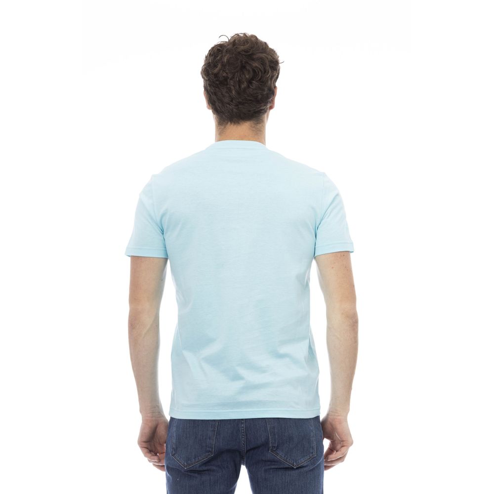 Chic Light Blue Cotton Tee with Front Print