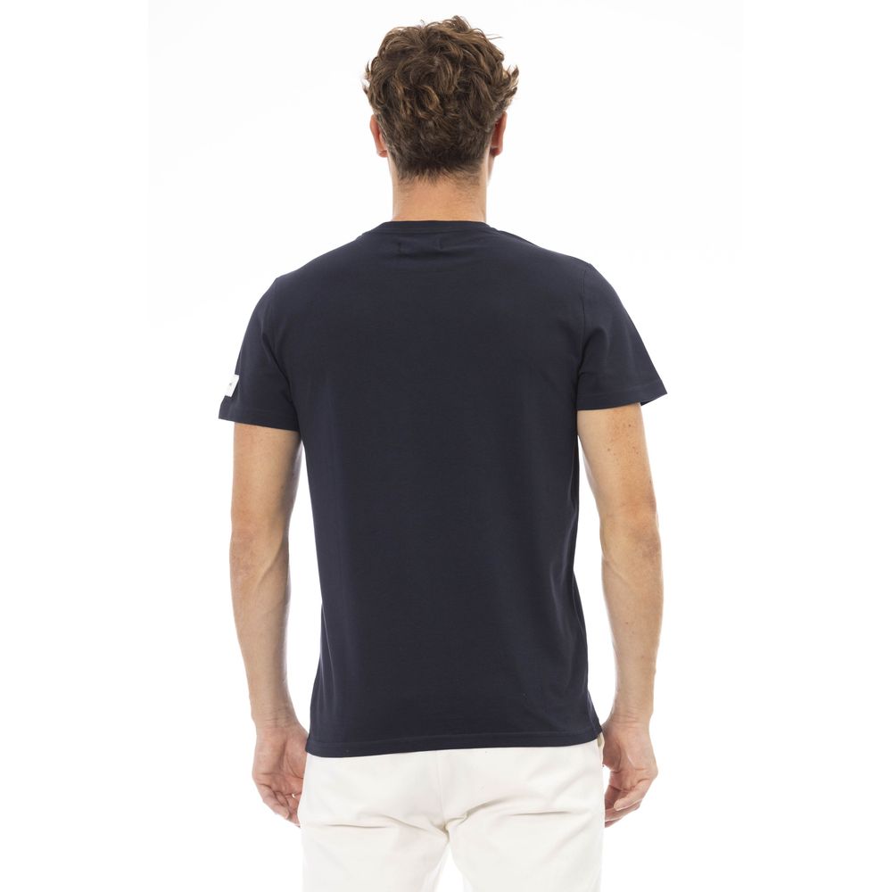 Sleek Blue Cotton Crew Neck Tee