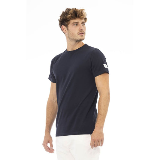 Sleek Blue Cotton Crew Neck Tee