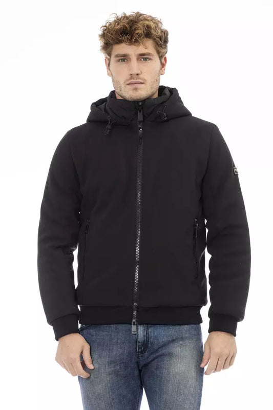 Sleek Monogram Zip Jacket with Threaded Pockets