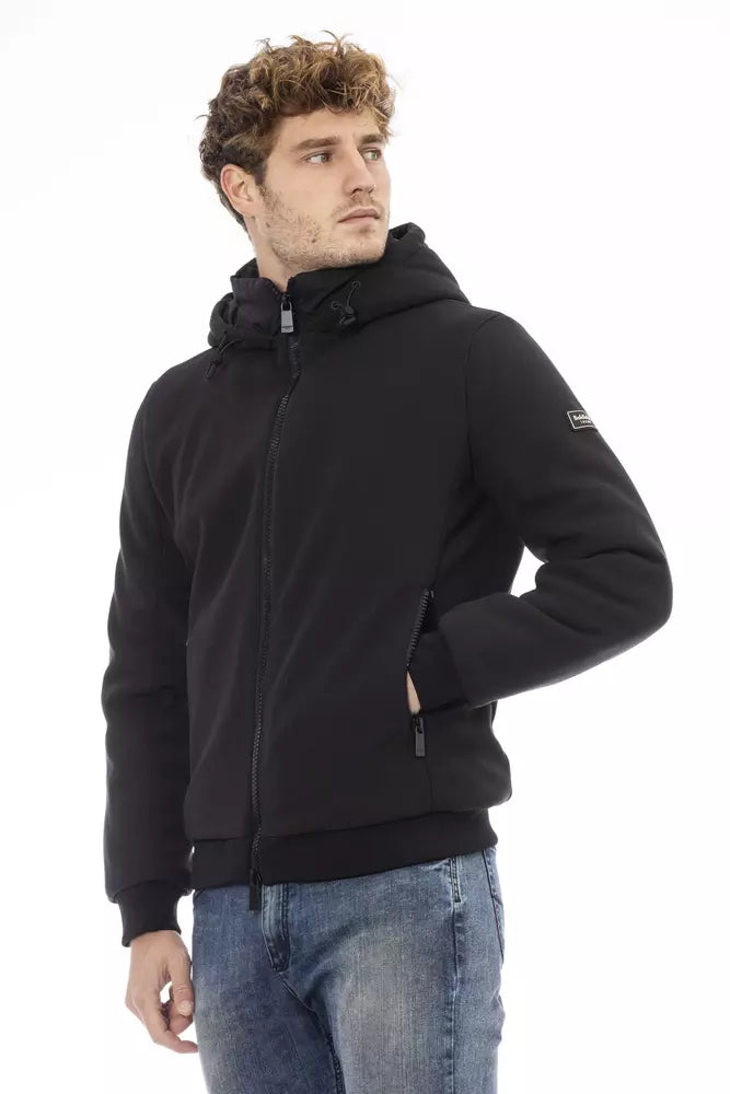 Sleek Monogram Zip Jacket with Threaded Pockets