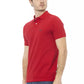 Elegant Red Cotton Polo with Chic Embroidery