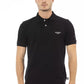 Sleek Black Cotton Polo with Elegant Embroidery