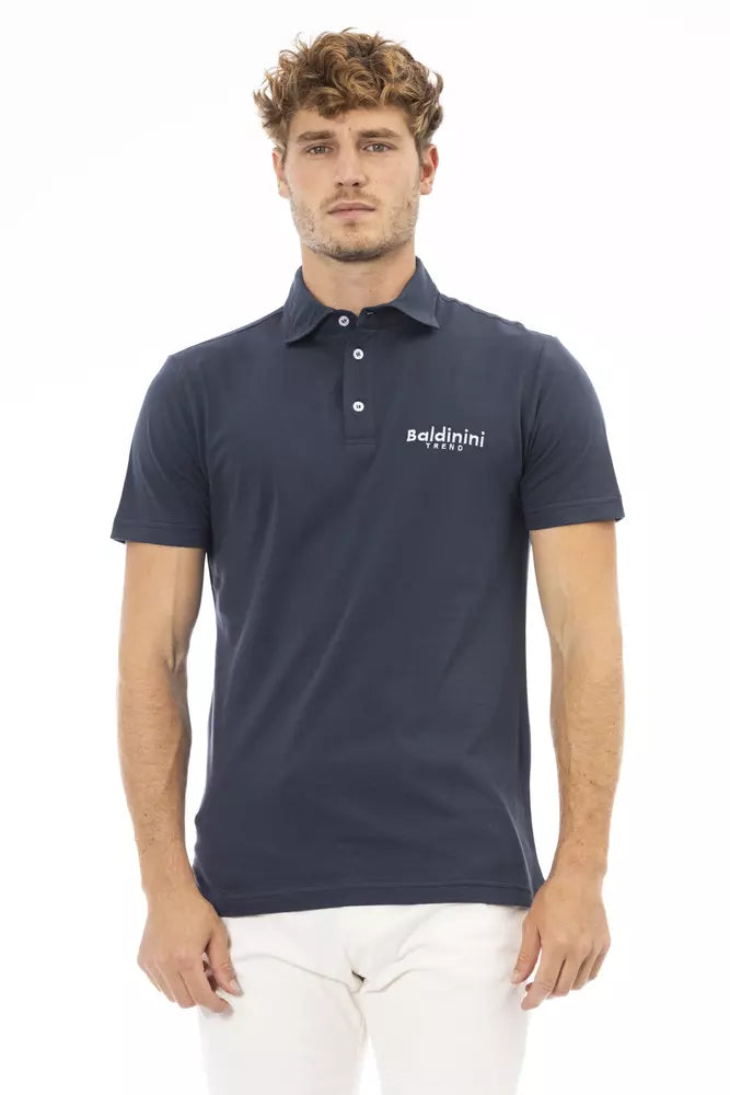 Elegant Blue Cotton Polo with Embroidered Logo