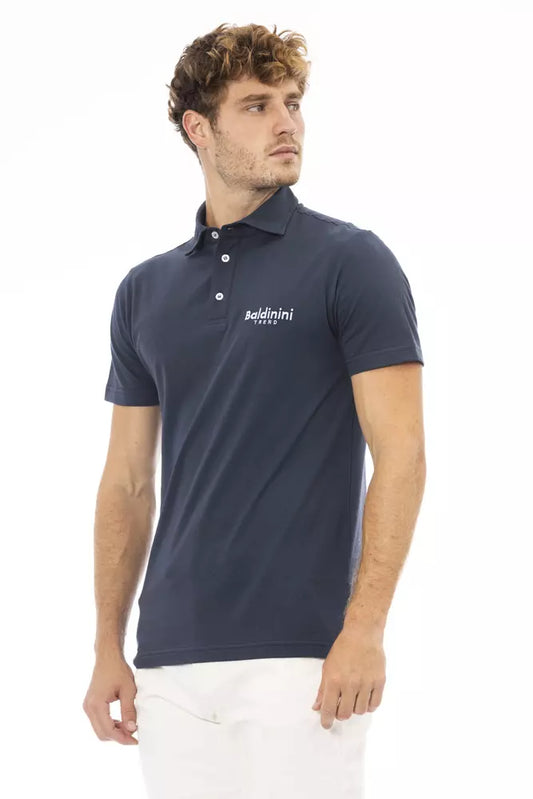 Elegant Blue Cotton Polo with Embroidered Logo