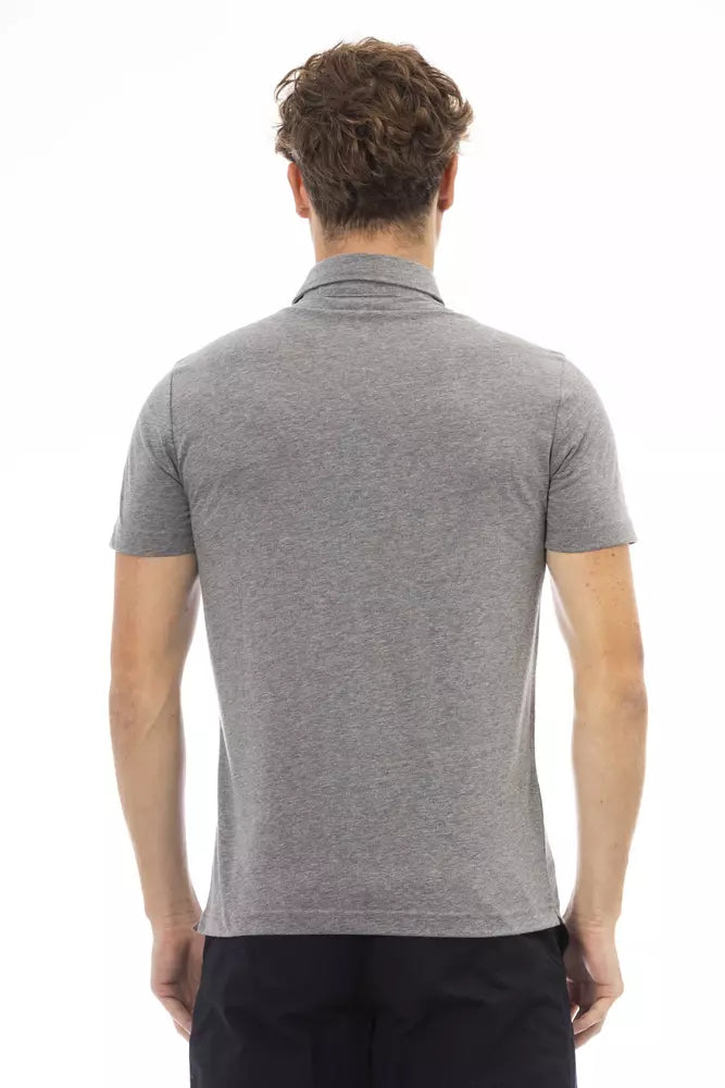 Refined Gray Cotton Polo with Embroidered Logo