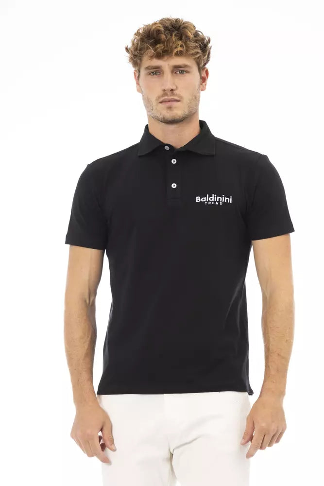 Elegant Black Embroidered Polo Tee