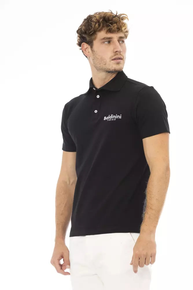 Elegant Black Embroidered Polo Tee