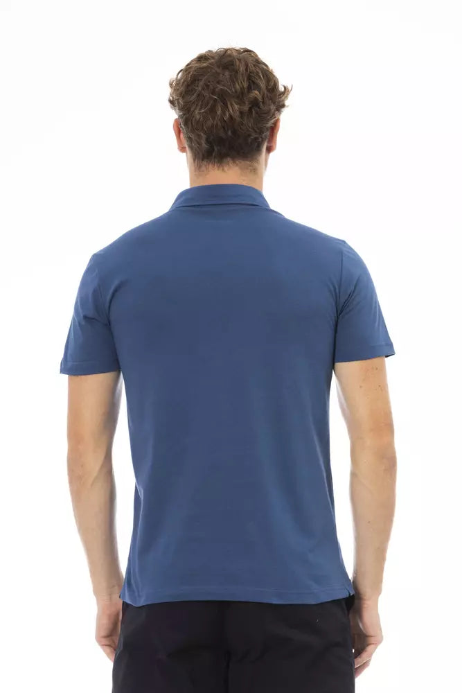 Elegant Blue Cotton Polo with Embroidered Logo