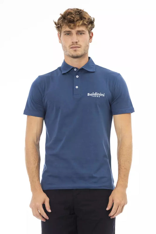 Elegant Blue Cotton Polo with Embroidered Logo